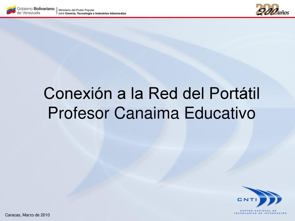 Conexión a la Red del Portátil Profesor Canaima Educativo