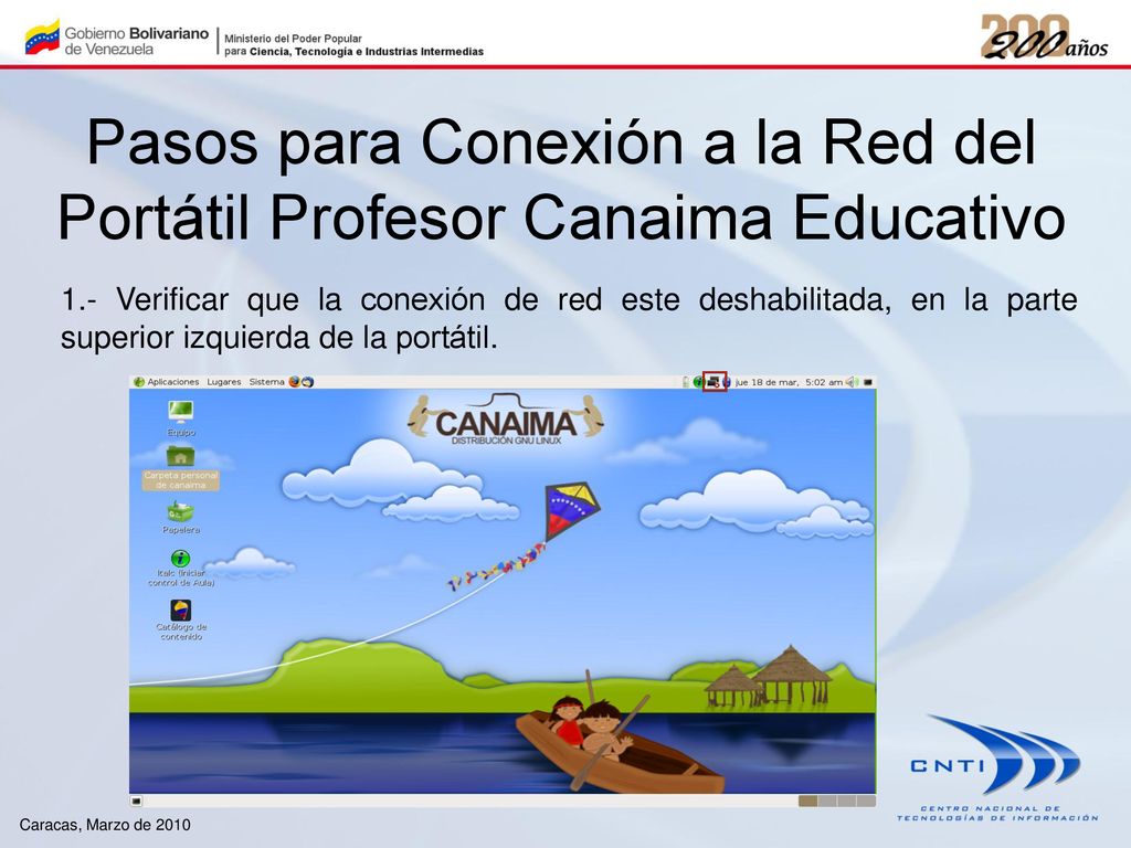 Pasos para Conexión a la Red del Portátil Profesor Canaima Educativo