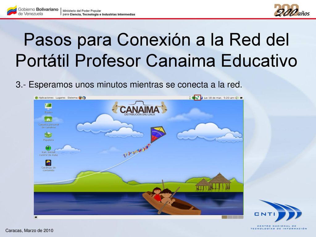 Pasos para Conexión a la Red del Portátil Profesor Canaima Educativo