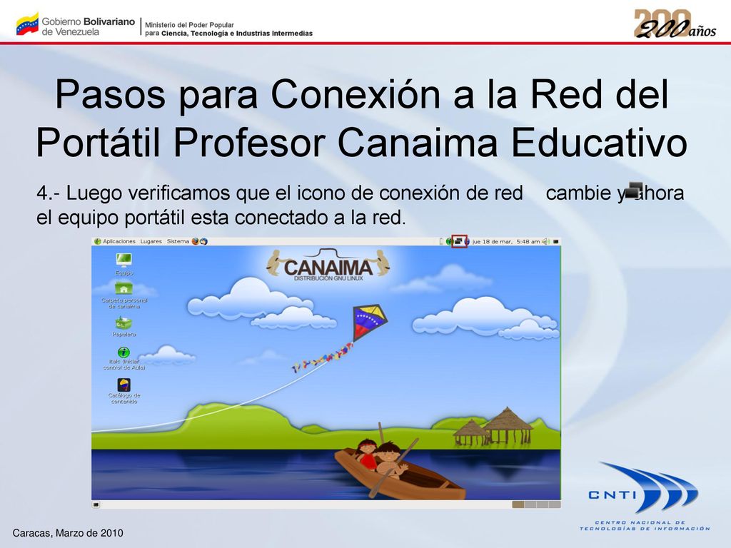 Pasos para Conexión a la Red del Portátil Profesor Canaima Educativo