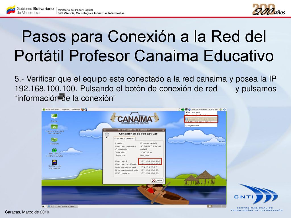 Pasos para Conexión a la Red del Portátil Profesor Canaima Educativo