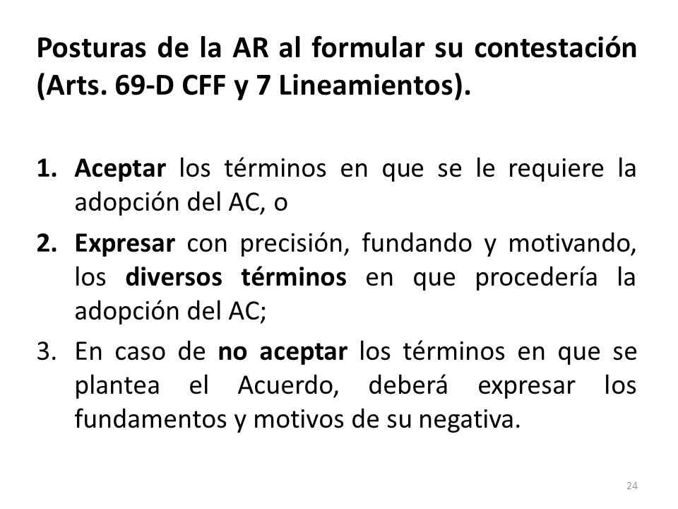 Posturas de la AR al formular su contestación (Arts