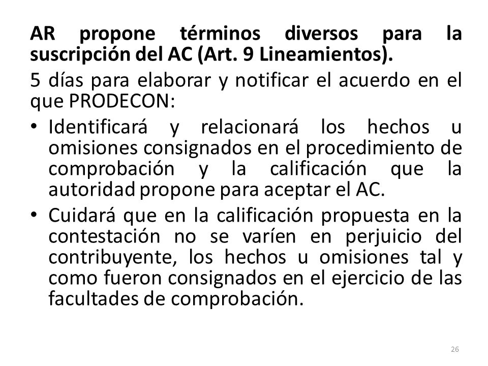 AR propone términos diversos para la suscripción del AC (Art