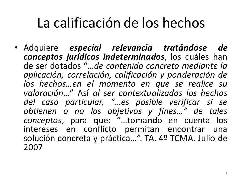 La calificación de los hechos