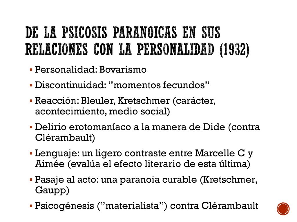 De la psicosis paranoicas en sus relaciones con la personalidad (1932)