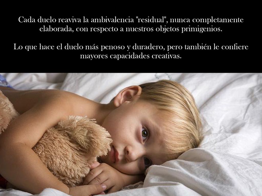 Cada duelo reaviva la ambivalencia residual , nunca completamente elaborada, con respecto a nuestros objetos primigenios.