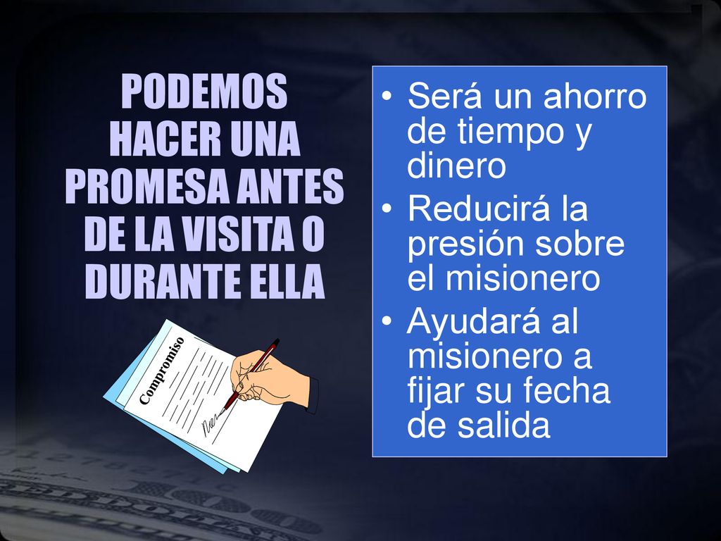 PODEMOS HACER UNA PROMESA ANTES DE LA VISITA O DURANTE ELLA