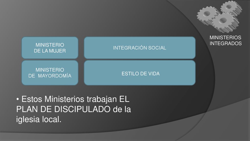 Estos Ministerios trabajan EL PLAN DE DISCIPULADO de la iglesia local.