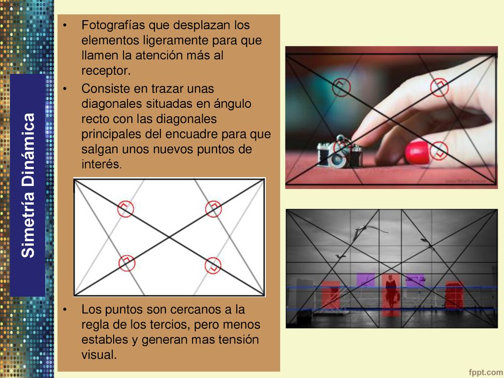 Fotografías que desplazan los elementos ligeramente para que llamen la atención más al receptor.