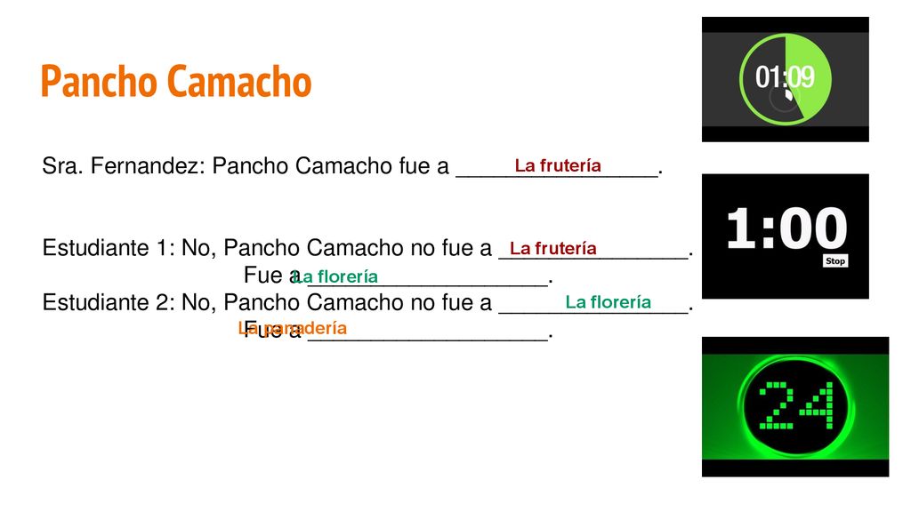 Pancho Camacho Sra. Fernandez: Pancho Camacho fue a ________________.