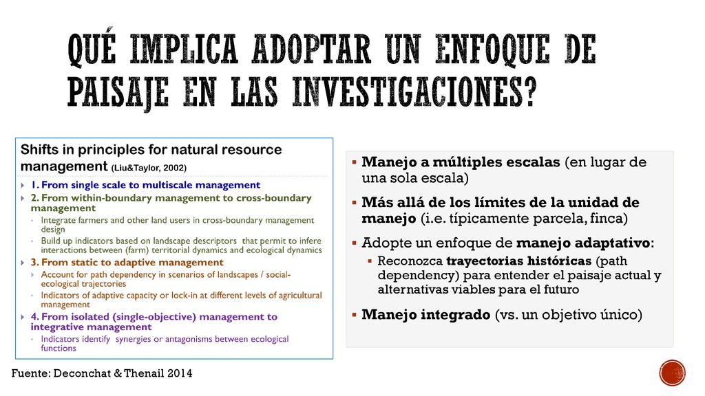 QUÉ IMPLICA ADOPTAR UN ENFOQUE DE PAISAJE EN LAS INVESTIGACIONES