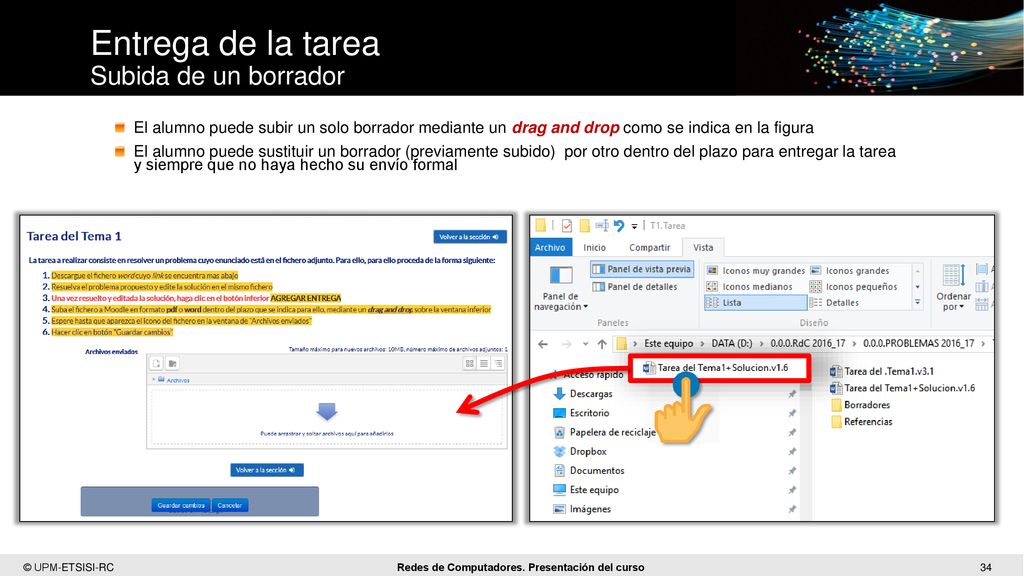 Entrega de la tarea Subida de un borrador