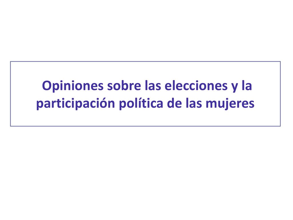 Opiniones sobre las elecciones y la participación política de las mujeres
