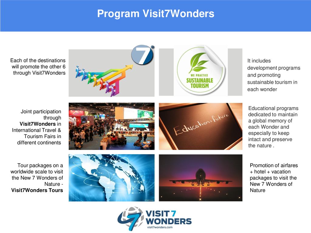 Program Visit7Wonders Each of the destinations will promote the other 6 through Visit7Wonders.
