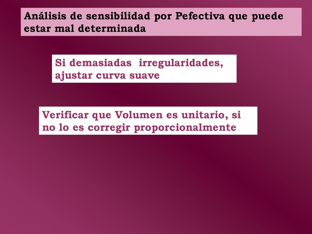 Análisis de sensibilidad por Pefectiva que puede estar mal determinada