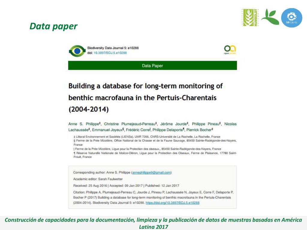 Data paper Construcción de capacidades para la documentación, limpieza y la publicación de datos de muestras basadas en América Latina