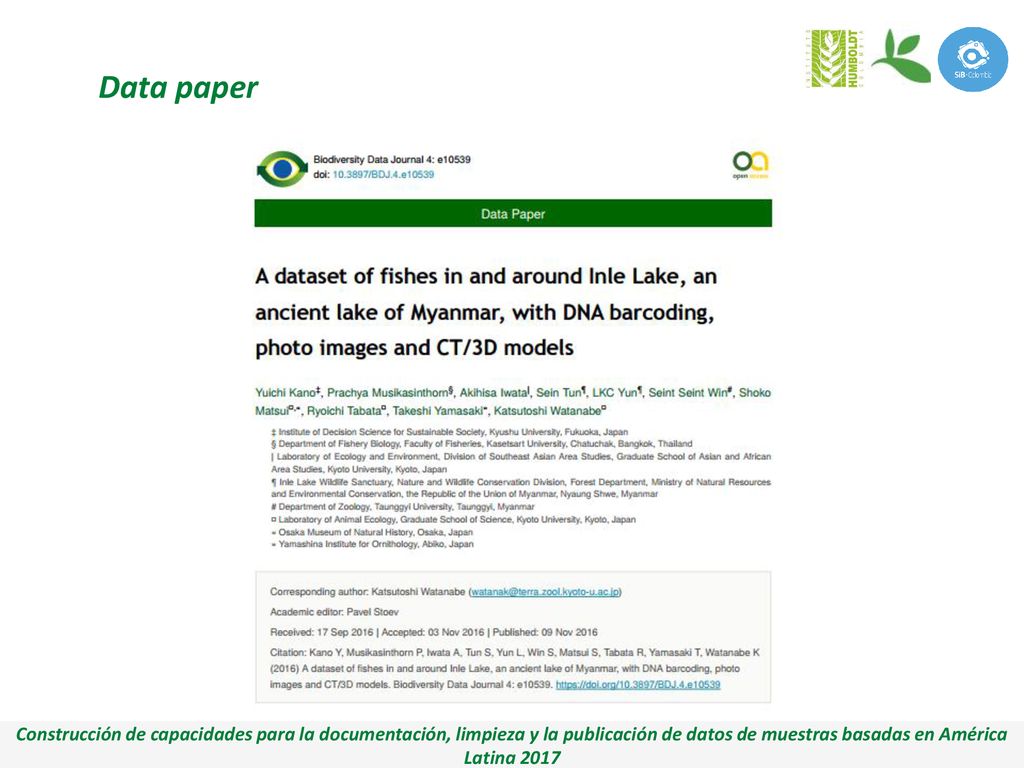 Data paper Construcción de capacidades para la documentación, limpieza y la publicación de datos de muestras basadas en América Latina