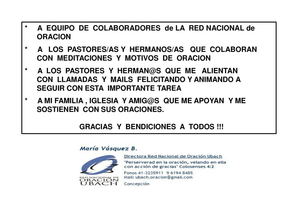 * A EQUIPO DE COLABORADORES de LA RED NACIONAL de