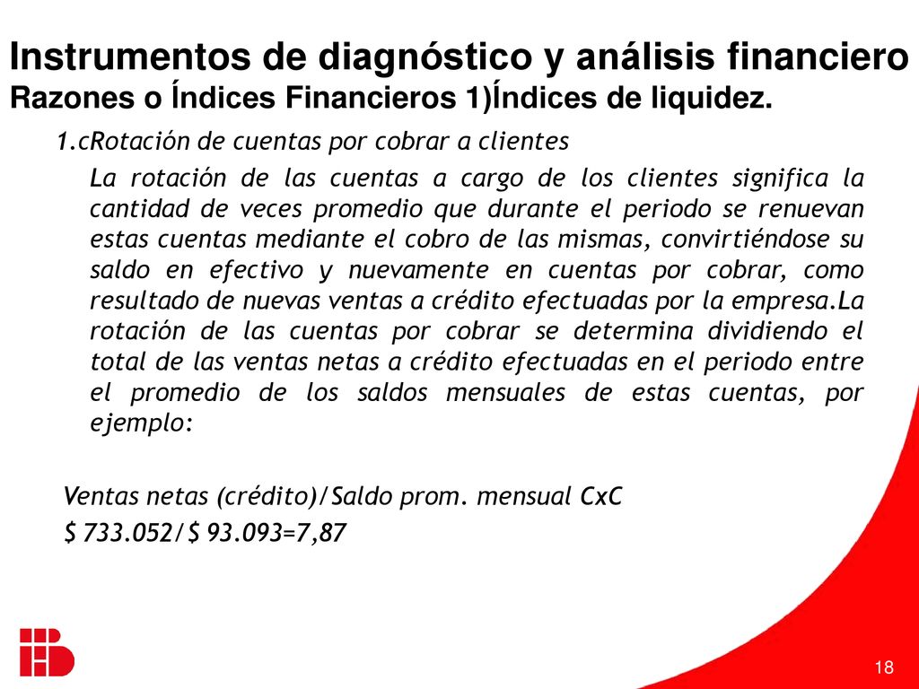 Instrumentos de diagnóstico y análisis financiero Razones o Índices Financieros 1)Índices de liquidez.