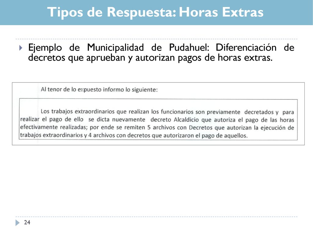 Tipos de Respuesta: Horas Extras