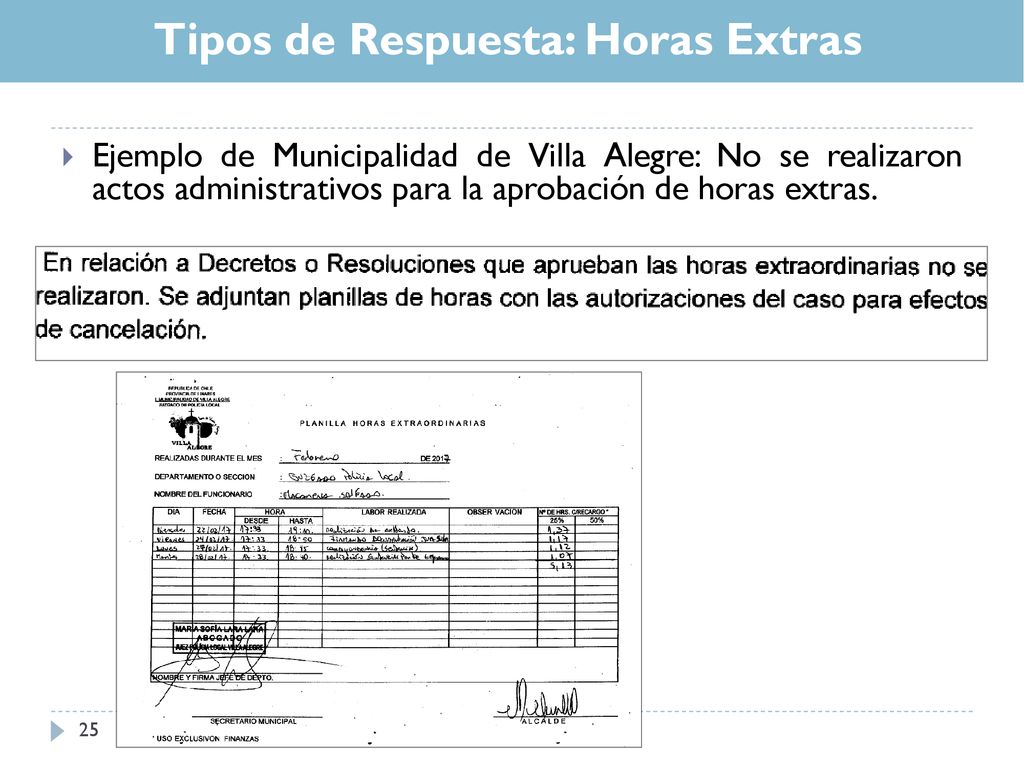 Tipos de Respuesta: Horas Extras