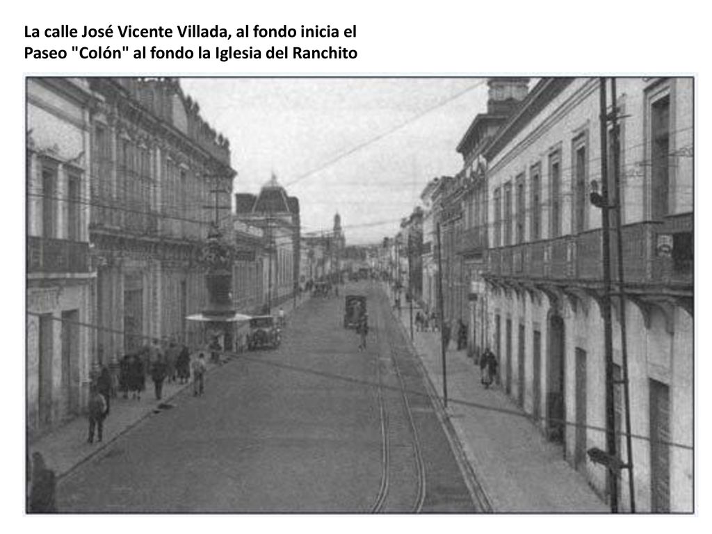 La calle José Vicente Villada, al fondo inicia el Paseo Colón al fondo la Iglesia del Ranchito