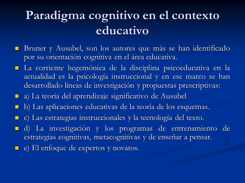Paradigma cognitivo en el contexto educativo