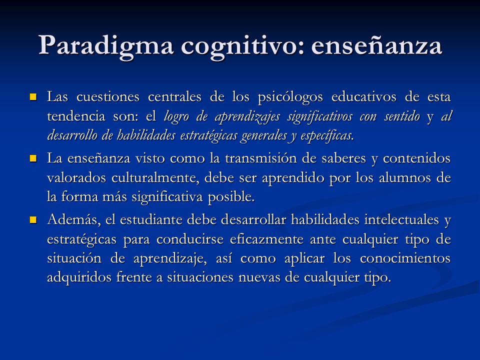 Paradigma cognitivo: enseñanza