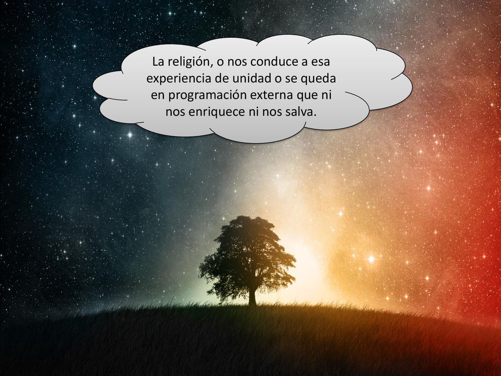 La religión, o nos conduce a esa experiencia de unidad o se queda en programación externa que ni nos enriquece ni nos salva.