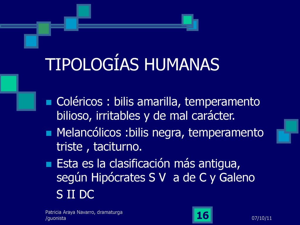 TIPOLOGÍAS HUMANAS Coléricos : bilis amarilla, temperamento bilioso, irritables y de mal carácter.