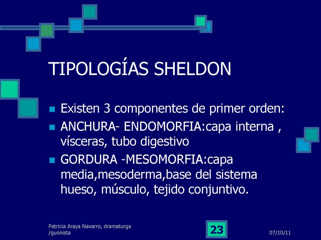 TIPOLOGÍAS SHELDON Existen 3 componentes de primer orden: