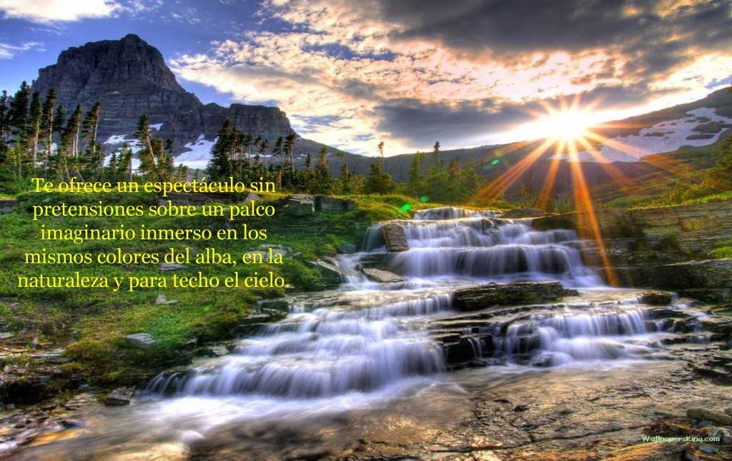 Te ofrece un espectáculo sin pretensiones sobre un palco imaginario inmerso en los mismos colores del alba, en la naturaleza y para techo el cielo.