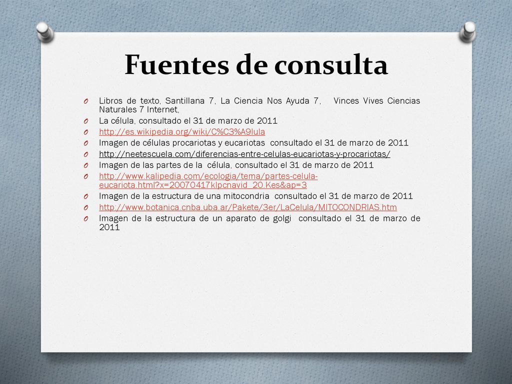 Fuentes de consulta Libros de texto, Santillana 7, La Ciencia Nos Ayuda 7, Vinces Vives Ciencias Naturales 7 Internet,