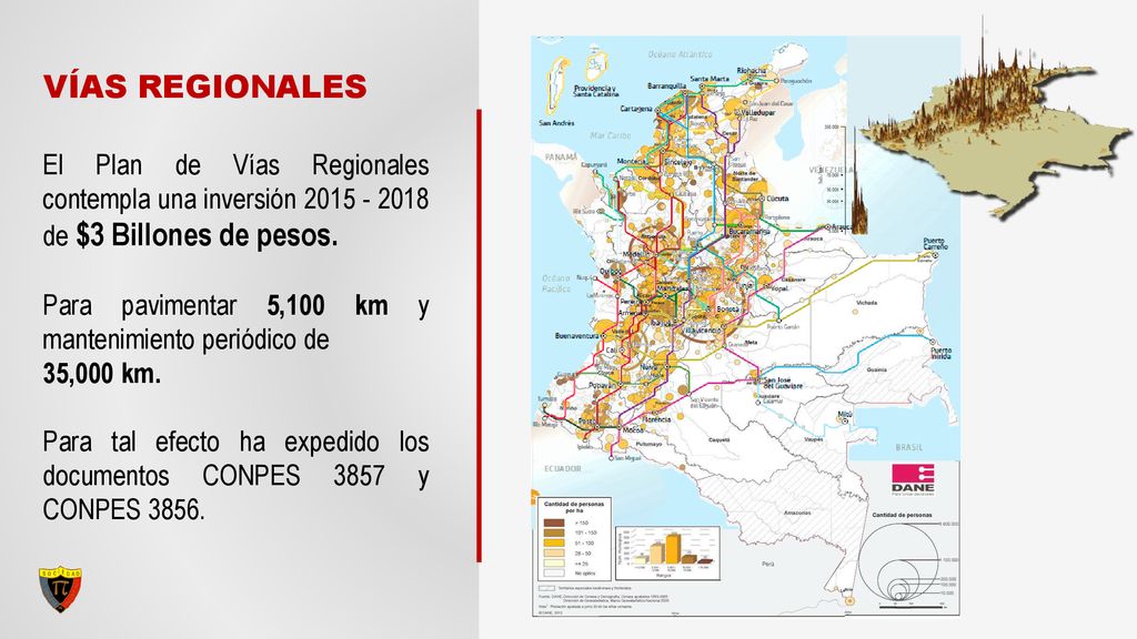 VÍAS REGIONALES El Plan de Vías Regionales contempla una inversión de $3 Billones de pesos.