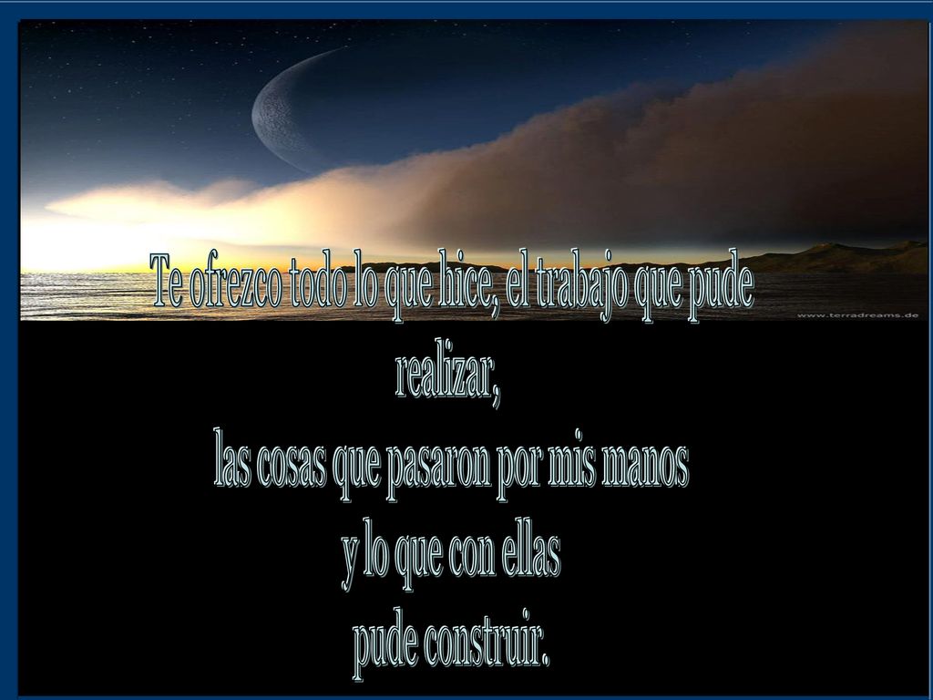 Te ofrezco todo lo que hice, el trabajo que pude realizar,