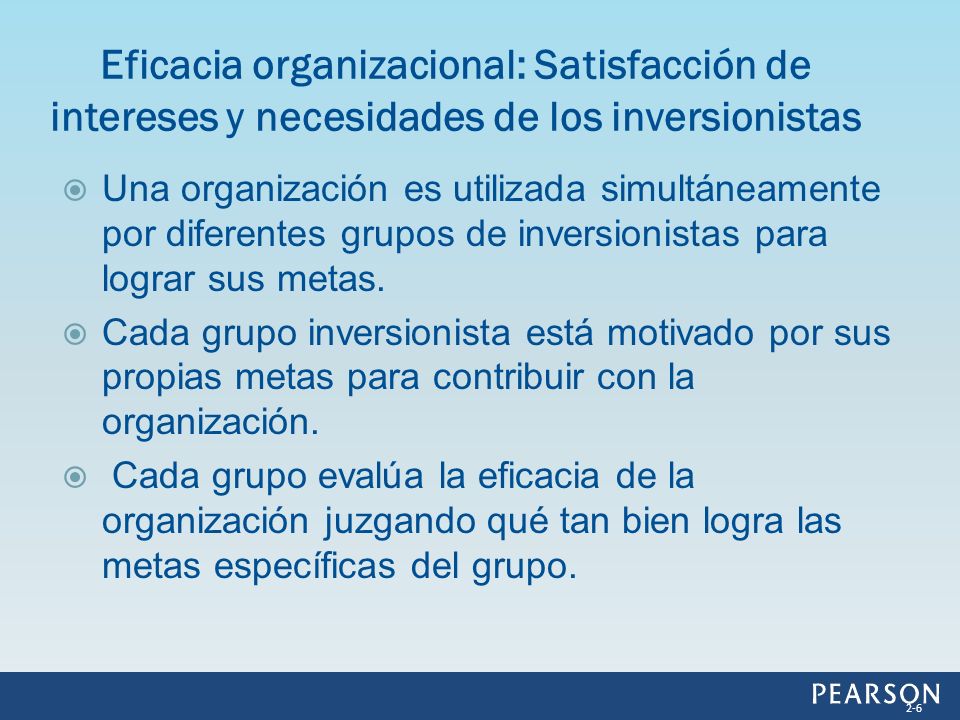 Eficacia organizacional: Satisfacción de intereses y necesidades de los inversionistas