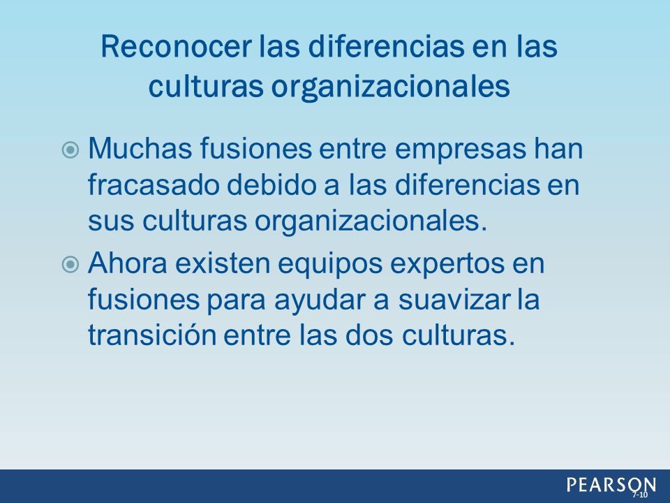 Reconocer las diferencias en las culturas organizacionales