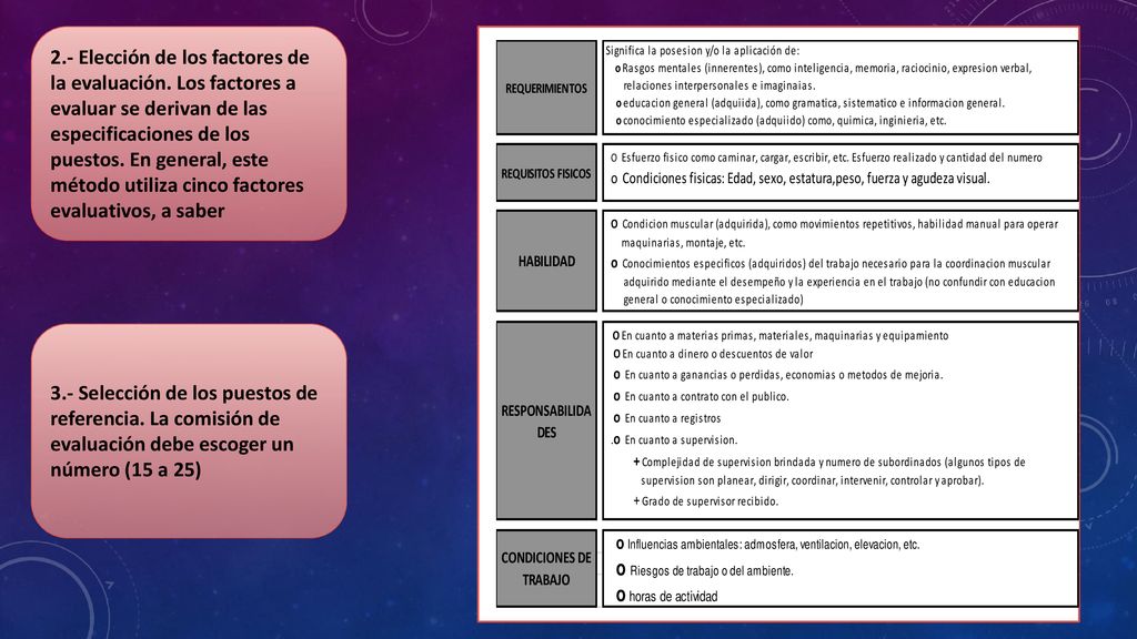2. - Elección de los factores de la evaluación