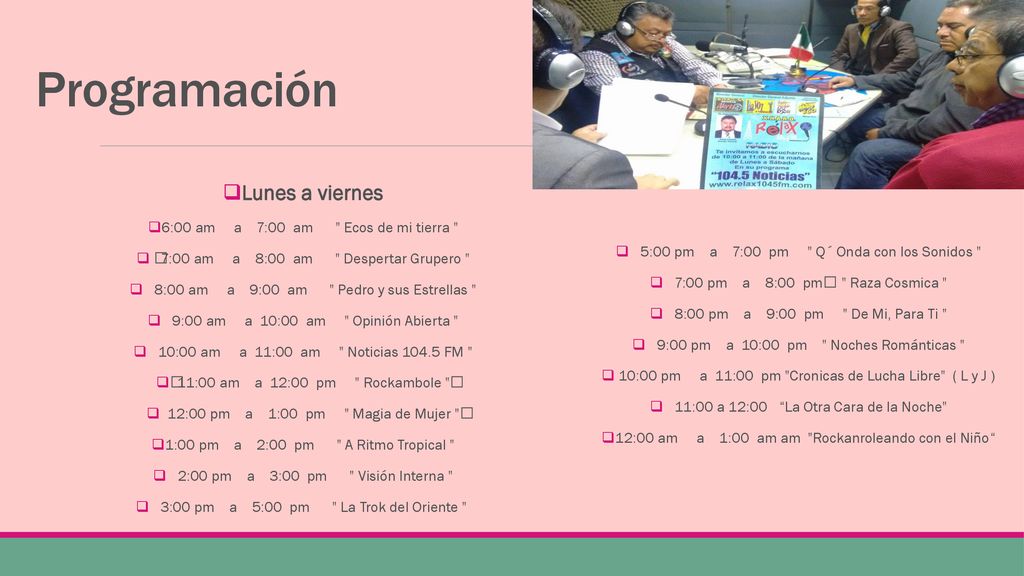Programación Lunes a viernes 6:00 am a 7:00 am Ecos de mi tierra