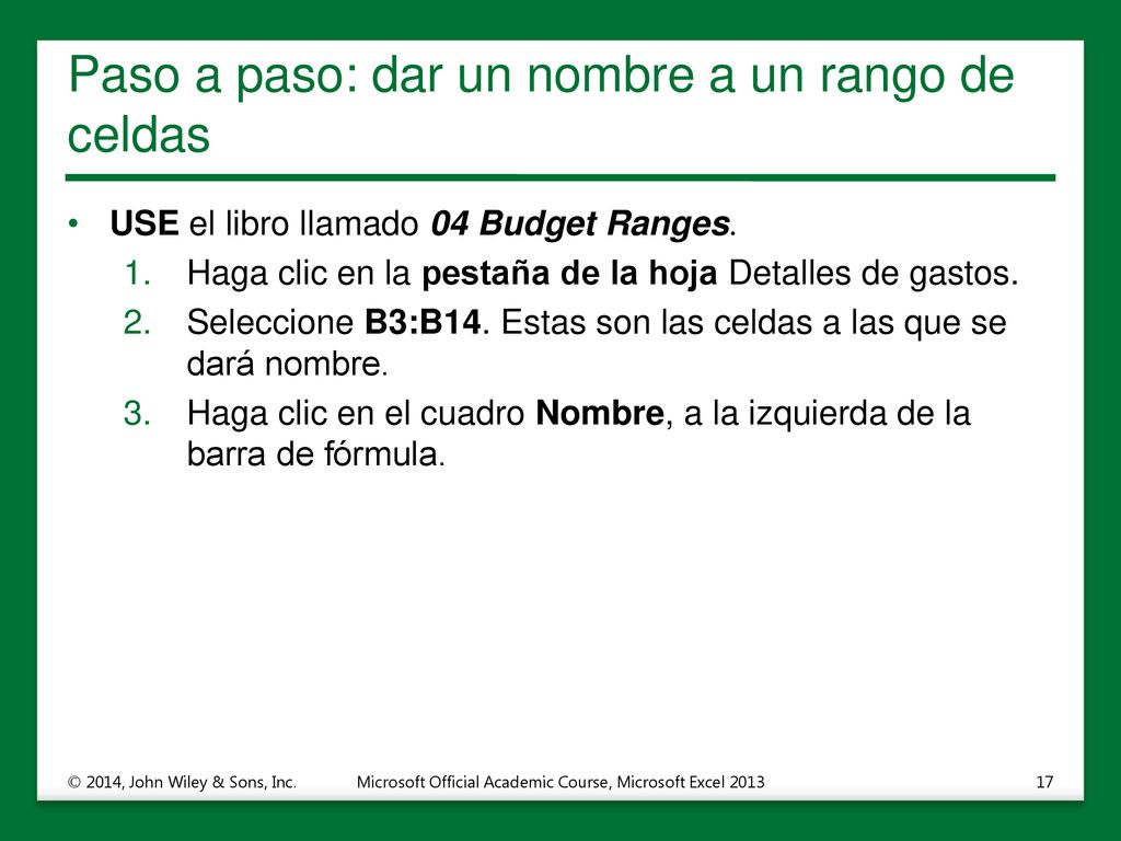 Paso a paso: dar un nombre a un rango de celdas