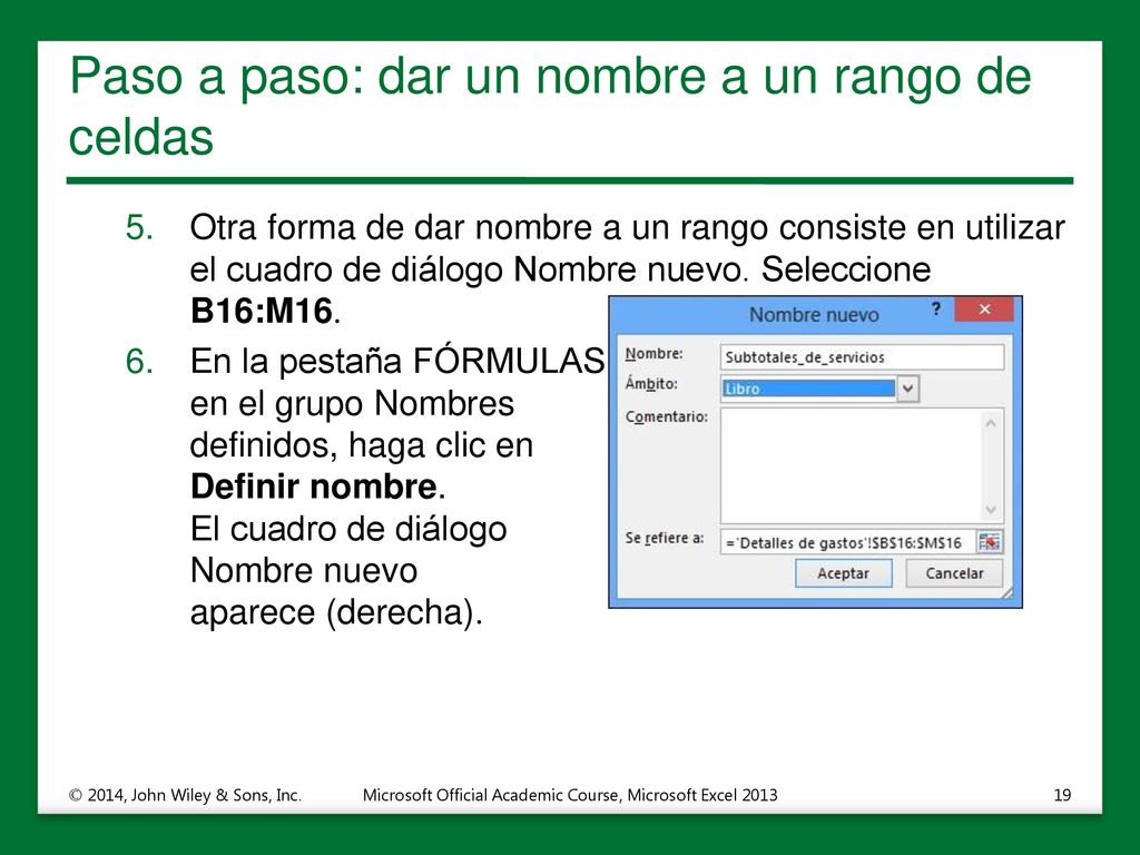 Paso a paso: dar un nombre a un rango de celdas