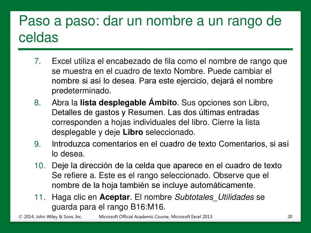 Paso a paso: dar un nombre a un rango de celdas