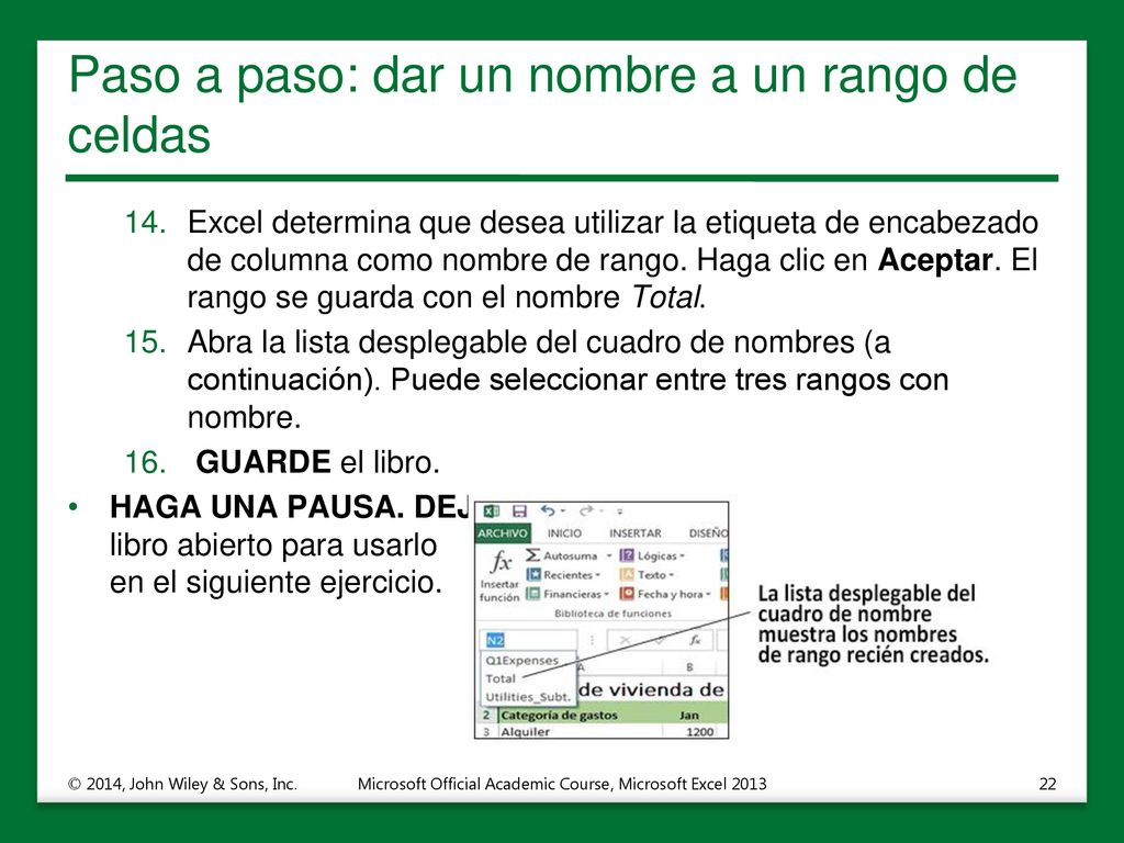 Paso a paso: dar un nombre a un rango de celdas