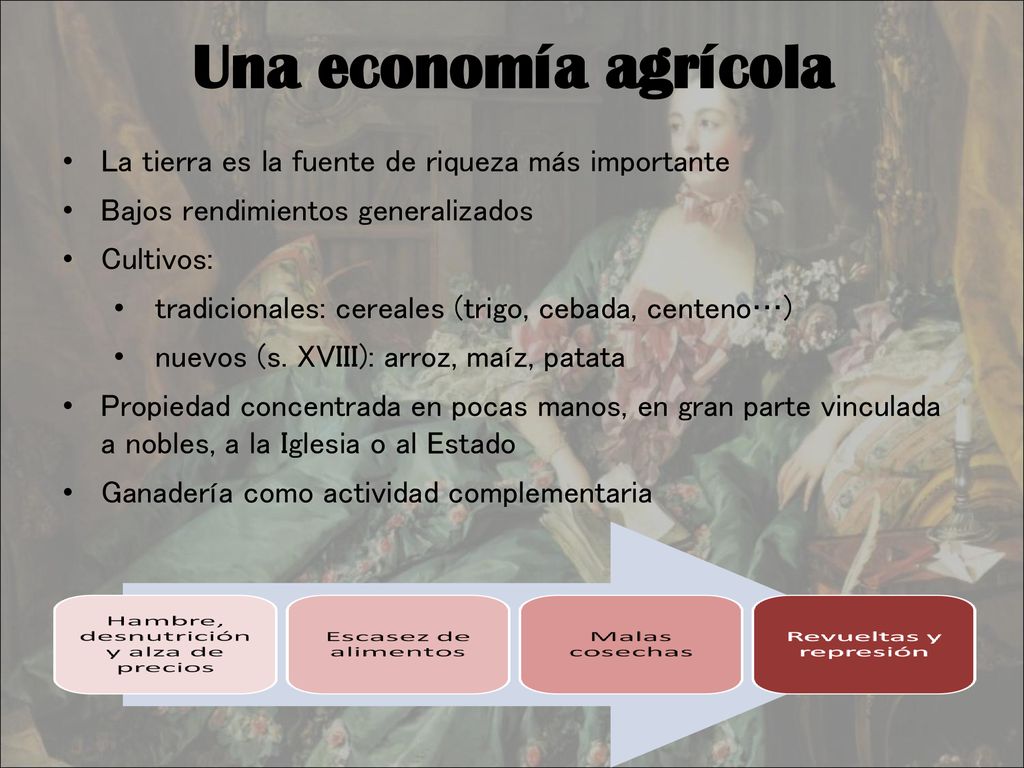 Una economía agrícola La tierra es la fuente de riqueza más importante
