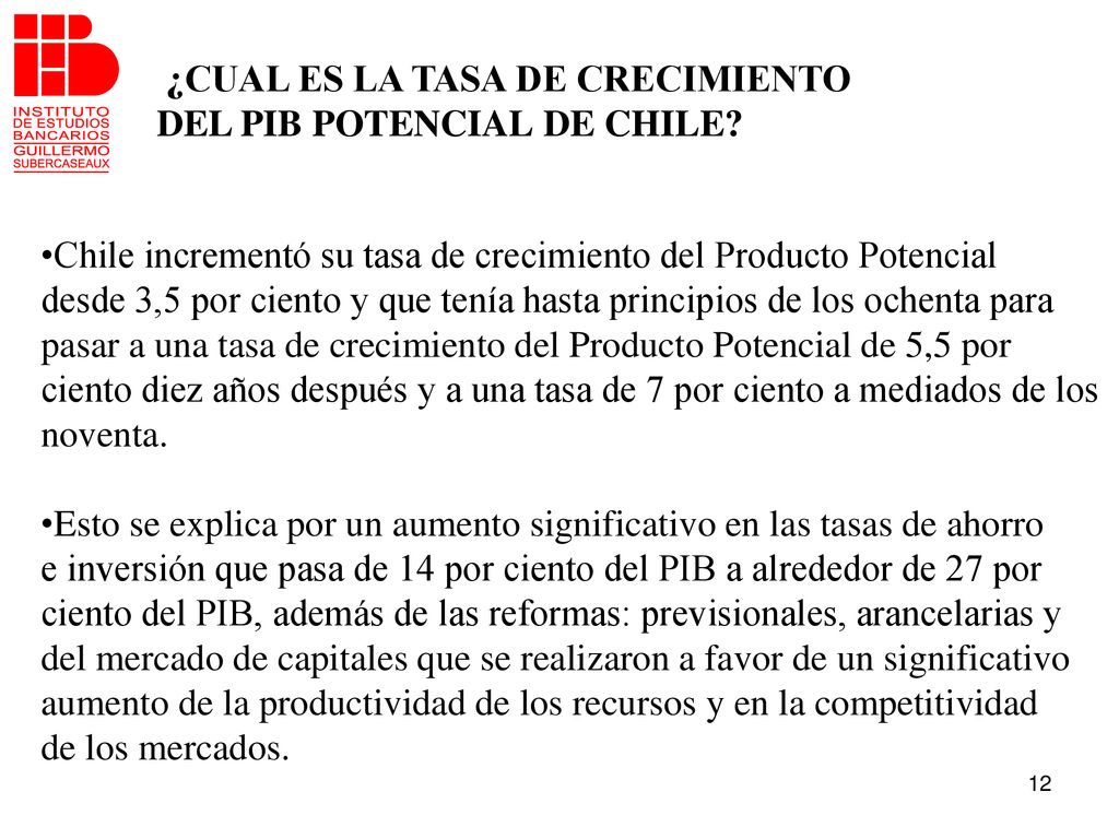 ¿CUAL ES LA TASA DE CRECIMIENTO DEL PIB POTENCIAL DE CHILE