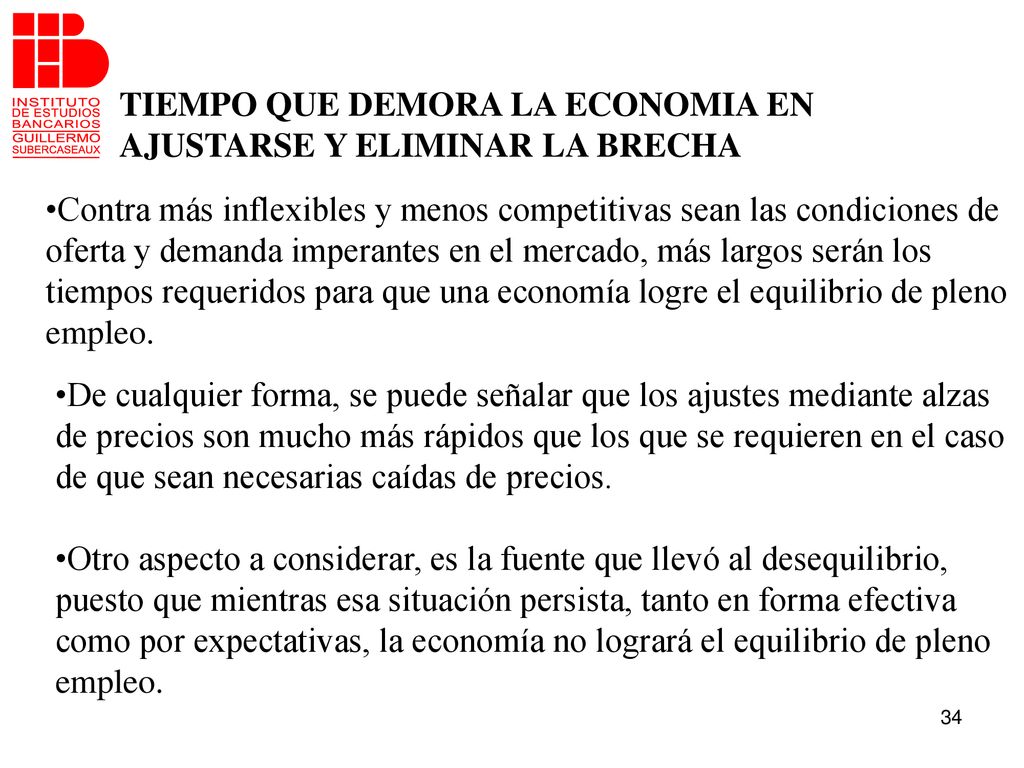 TIEMPO QUE DEMORA LA ECONOMIA EN AJUSTARSE Y ELIMINAR LA BRECHA