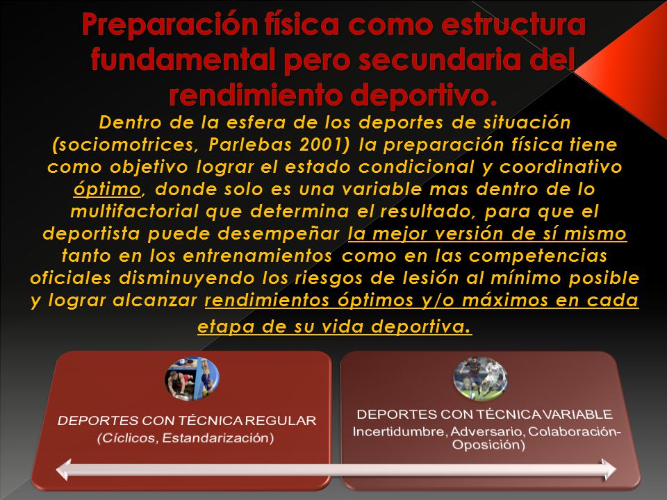 Preparación física como estructura fundamental pero secundaria del rendimiento deportivo.