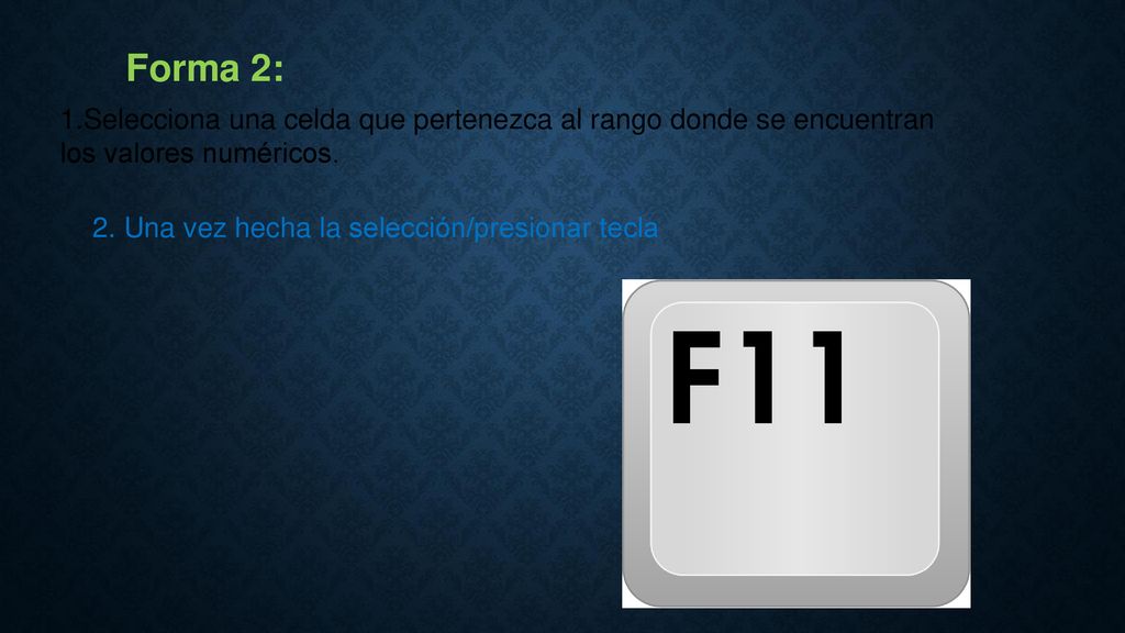 Forma 2: Selecciona una celda que pertenezca al rango donde se encuentran los valores numéricos.