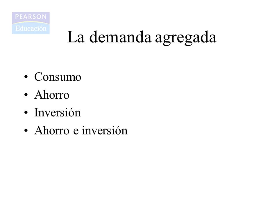 La demanda agregada Consumo Ahorro Inversión Ahorro e inversión