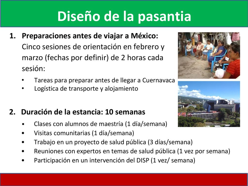 Diseño de la pasantia Preparaciones antes de viajar a México: